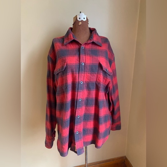 Jachs flannel button down shirt, red and black plaid shirt - Picture 1 of 10